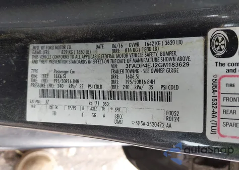 2016 Ford Fiesta Se from USA, damaged, VIN 3FADP4EJ2GM183629